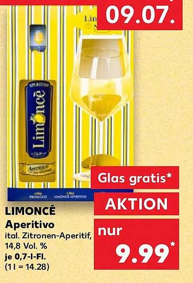 LIMONCÉ Aperitivo ital. Zitronen-Aperitif, 14,8 Vol. % je 0,7-l-Fl. (1 l = 14.28)