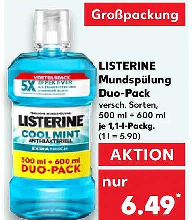 LISTERINE Mundspülung Duo-Pack versch. Sorten, 500 ml + 600 ml je 1 l-Packg. (1 l = 5.90)