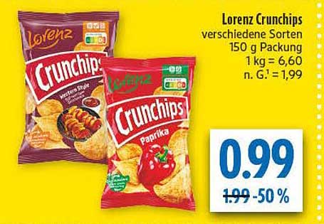 Lorenz Crunchips verschiedene Sorten 150 g Packung