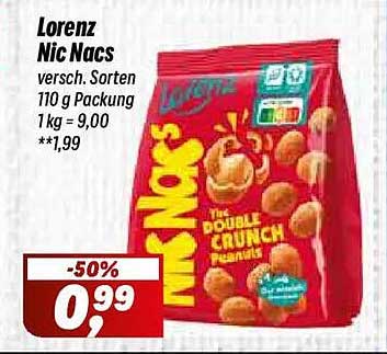 Lorenz Nic Nacs versch. Sorten 110 g Packung