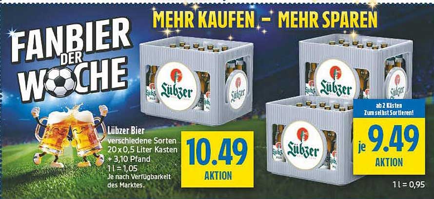 Lübzer Bier verschiedene Sorten 20 x 0,5 Liter Kasten + 3,10 Pfand