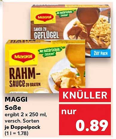 MAGGI Soße ergibt 2 x 250 ml, versch. Sorten je Doppelpack (1 l = 1.78)