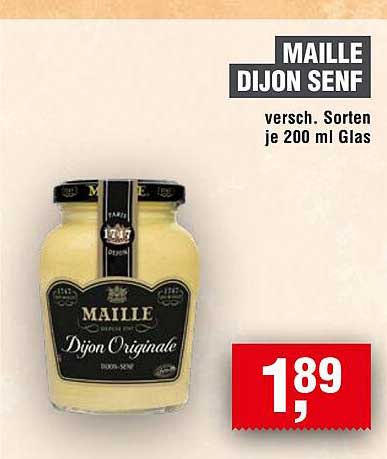 MAILLE DIJON SENF versch. Sorten je 200 ml Glas