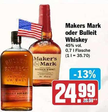 Makers Mark oder Bulleit Whiskey