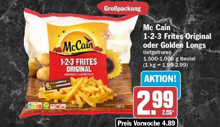 Mc Cain 1-2-3 Frites Original oder Golden Longs tiefgefroren