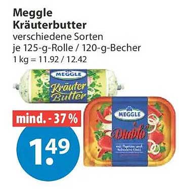 Meggle Kräuterbutter verschiedene Sorten je 125-g-Rolle / 120-g-Becher
