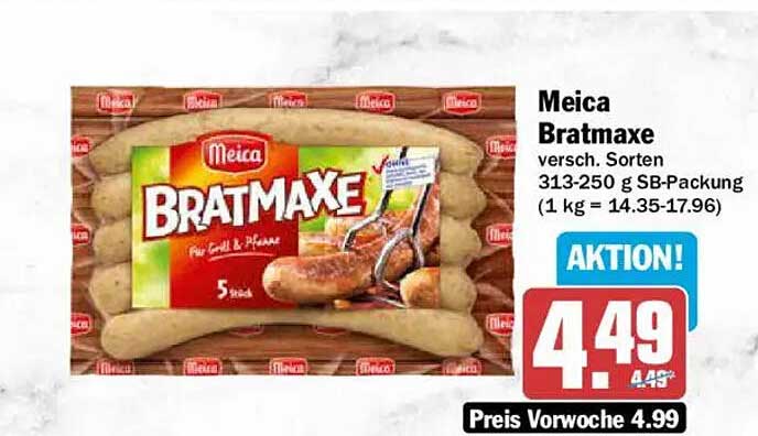 Meica Bratmaxe versch. Sorten 313-250 g SB-Packung (1 kg = 14.35-17.96)