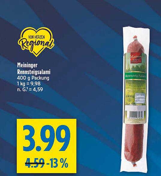 Meininger Rennsteigsalami 400 g Packung