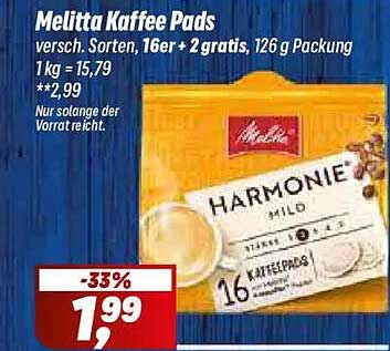 Melitta Kaffee Pads versch. Sorten, 16er + 2 gratis, 126 g Packung