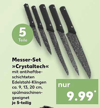 Messer-Set »Crystaltech« mit antihaftbeschichteten Edelstahl-Klingen ca. 9, 13, 20 cm, spülmaschinen-geeignet je 5-teilig
