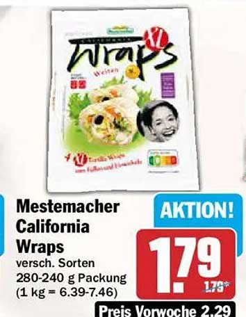 Mestemacher California Wraps versch. Sorten 280-240 g Packung (1 kg = 6.39-7.46)