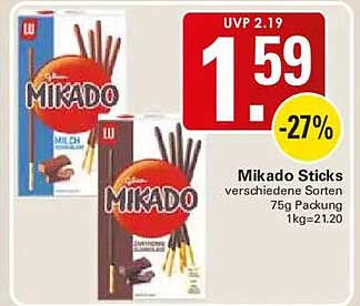 Mikado Sticks verschiedene Sorten 75g Packung 1kg=21.20