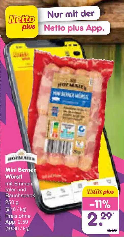 Mini Berner Würstl mit Emmentaler und Bauchspeck 250 g