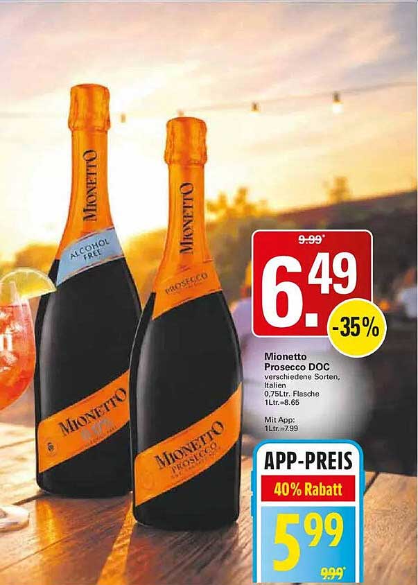 Mionetto Prosecco DOC verschiedene Sorten, Italien, 0,75Ltr. Flasche