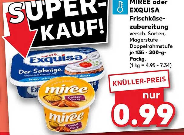 MIREE oder EXQUISA Frischkäsezubereitung versch. Sorten, Magerstufe - Doppelrahmstufe je 135 - 200-g-Packg.