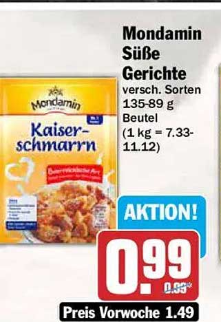 Mondamin Süße Gerichte versh. Sorten 135-89 g Beutel (1 kg = 7.33-11.12)