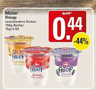 Müller Froop verschiedene Sorten 150g Becher 1kg=2.93