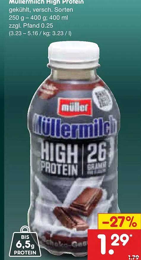 Müllermilch High Protein gekühlt, versch. Sorten