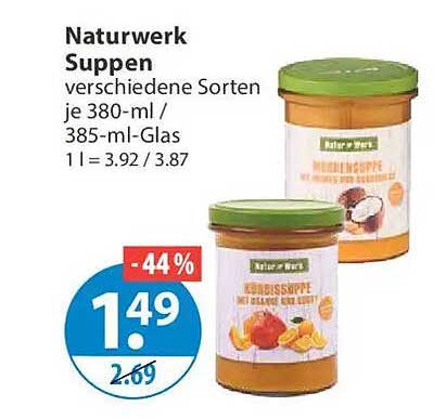 Naturwerk Suppen verschiedene Sorten je 380-ml / 385-ml-Glas 1 l = 3.92 / 3.87