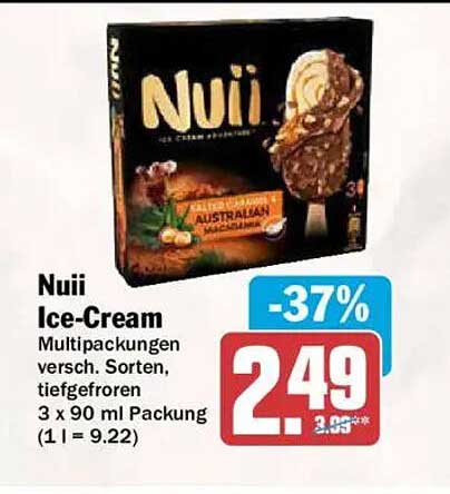 Nuii Ice-Cream Multipackungen versch. Sorten, tiefgefroren 3 x 90 ml Packung (1 l = 9.22)