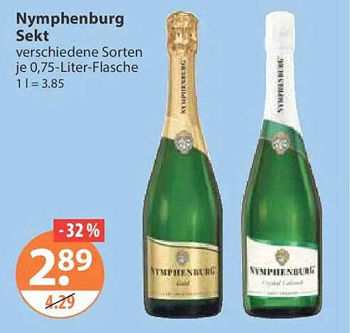 Nymphenburg Sekt verschiedene Sorten je 0,75 Liter-Flasche