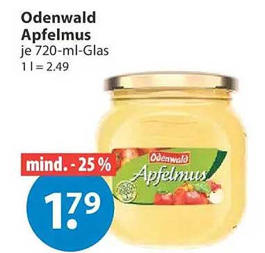 Odenwald Apfelmus je 720-ml-Glas 1 l = 2.49