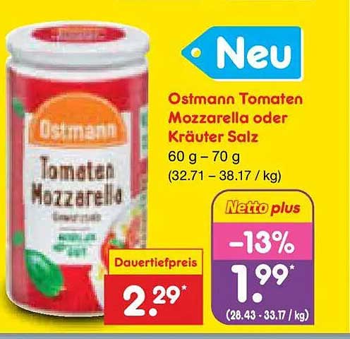 Ostmann Tomaten Mozzarella oder Kräuter Salz