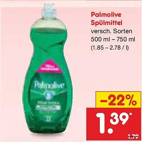 Palmolive Spülmittel versch. Sorten 500 ml – 750 ml (1.85 – 2.78 / l)