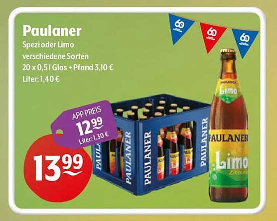 Paulaner Spezi oder Limo verschiedene Sorten 20 x 0,5 l Glas + Pfand 3,10 €