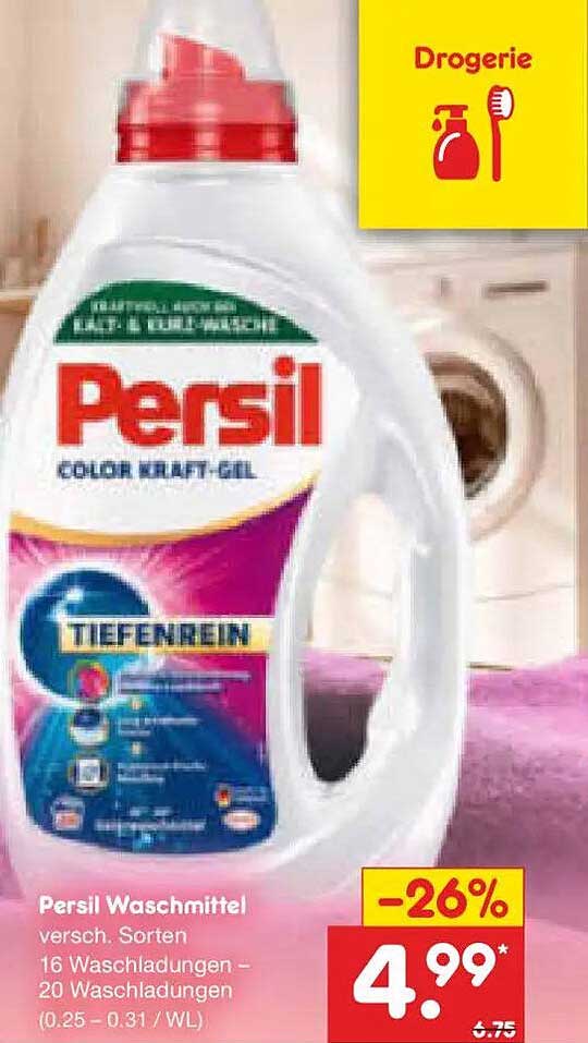Persil Waschmittel versch. Sorten 16 Waschladungen – 20 Waschladungen (0.25 – 0.31 / WL)