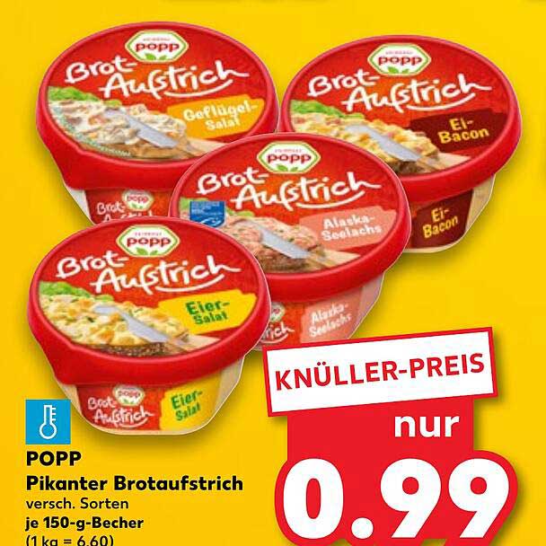 POPP Pikantter Brotaufstrich versch. Sorten je 150-g-Becher