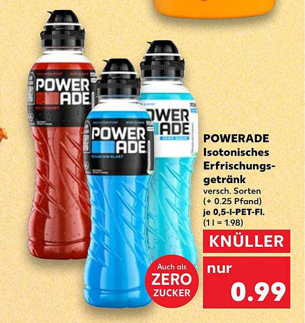 POWERADE Isotonisches Erfrischungsgetränk versch. Sorten (+ 0.25 Pfand) je 0,5-l-PET-Fl. (1 l = 1,98)