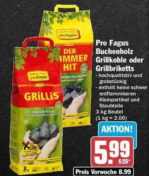 Pro Fagus Buchenholz Grillkohle oder Grillbriketts