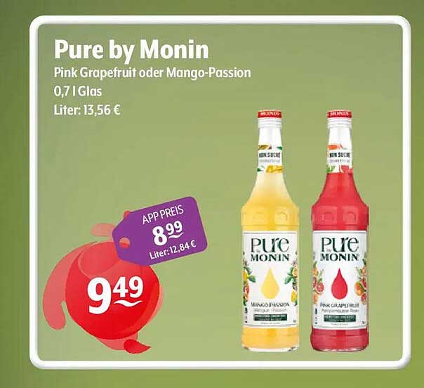 Pure by Monin Pink Grapefruit oder Mango-Passion 0,7 l Glas