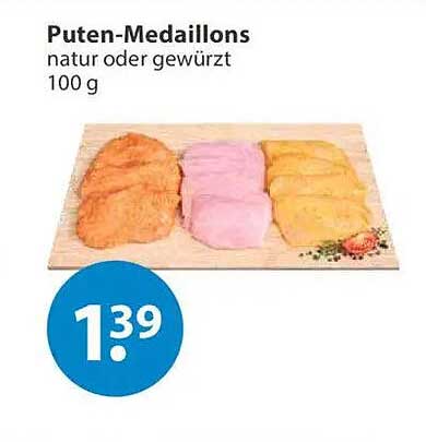 Puten-Medaillons natur oder gewürzt 100 g