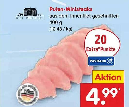 Puten-Ministeaks aus dem Innenfilet geschnitten 400 g