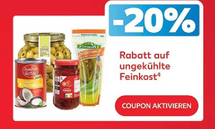 Rabatt auf ungekühlte Feinkost