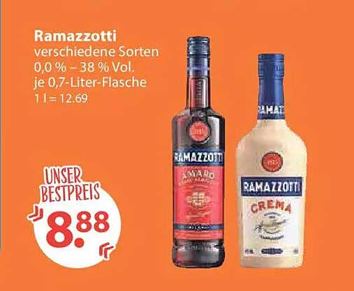 Ramazzotti verschiedene Sorten 0,0 % - 38 % Vol. je 0,7-Liter-Flasche
