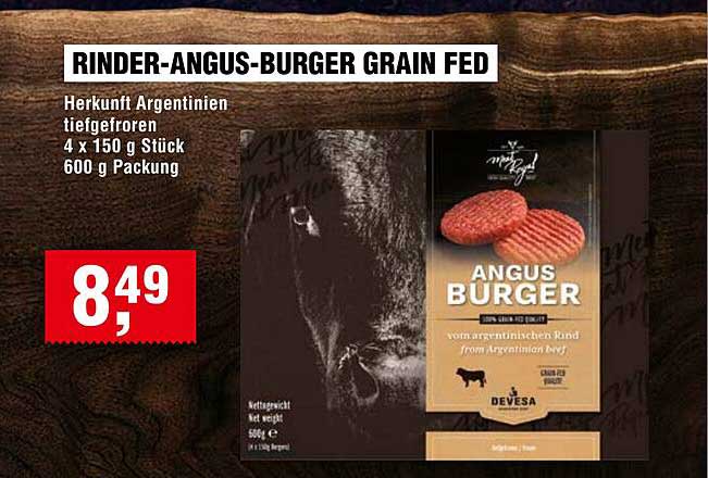 RINDER-ANGUS-BURGER GRAIN FED