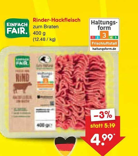 Rinder-Hackfleisch zum Braten 400 g (12.48 / kg)