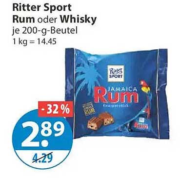 Ritter Sport Rum oder Whisky je 200-g-Beutel