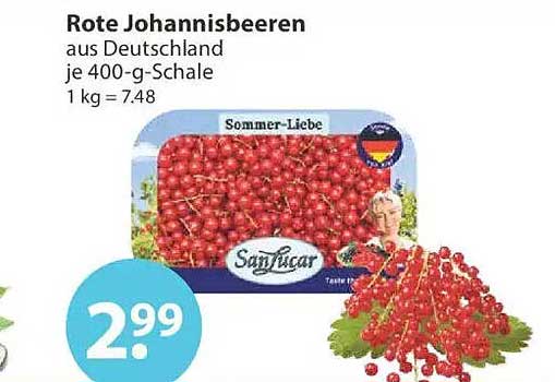 Rote Johannisbeeren aus Deutschland je 400-g-Schale 1 kg = 7,48