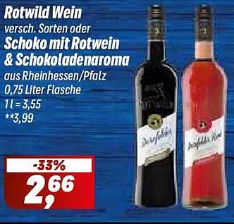 Rotwild Wein versch. Sorten oder Schoko mit Rotwein & Schokoladenaroma aus Rheinhessen/Pfalz 0,75 Liter Flasche 1l = 3,55