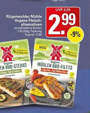 Rügenwalder Mühle Vegane Fleischalternativen verschiedene Sorten 170-250g Packung 1kg=ab 11.96