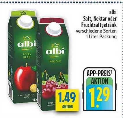 Saft, Nektar oder Fruchtsaftgetränk verschiedene Sorten 1 Liter Packung