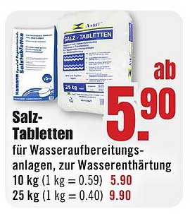 Salz-Tabletten für Wasseraufbereitungsanlagen, zur Wasserenthärtung