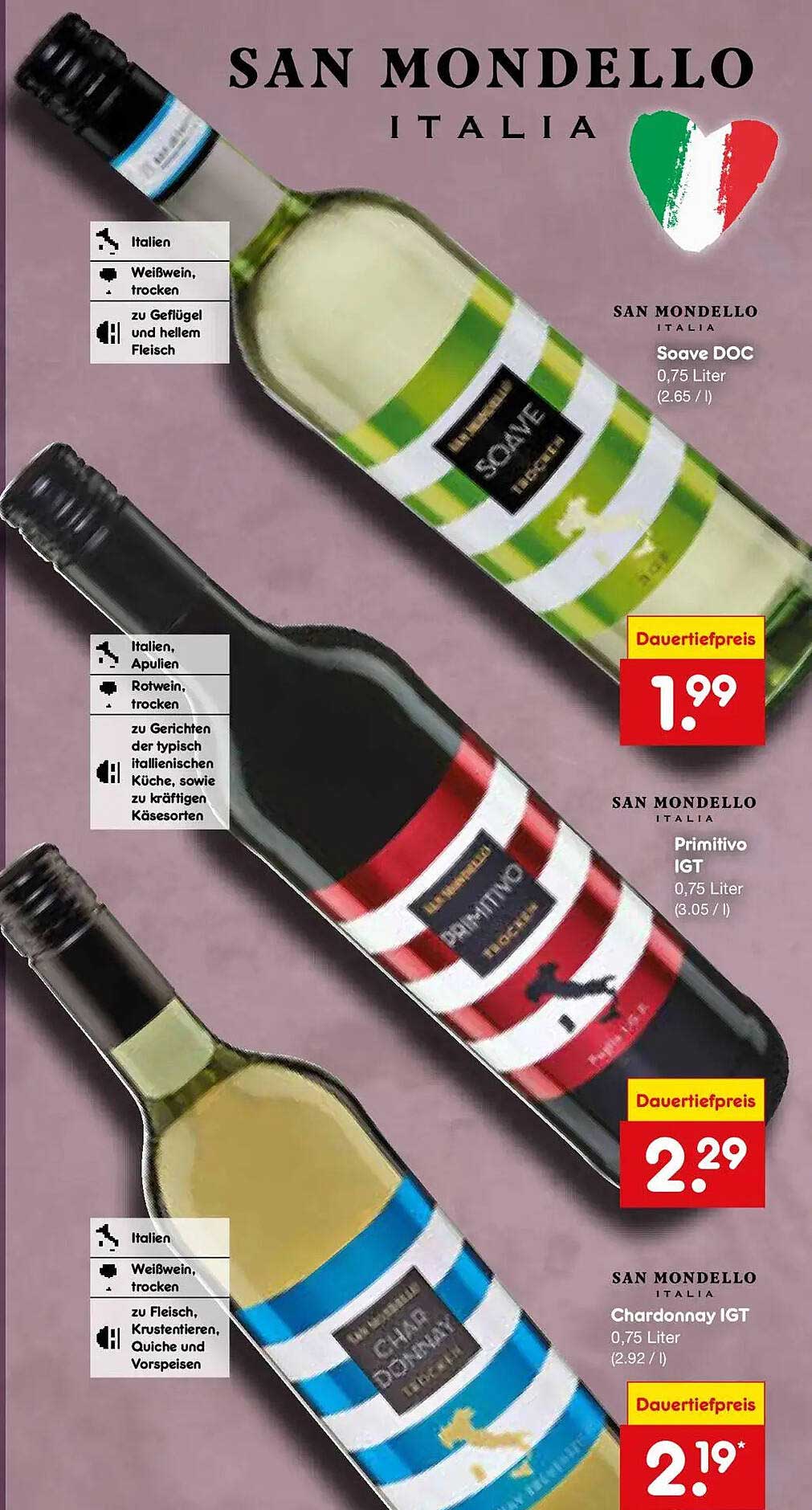 SAN MONDELLO ITALIA Soave DOC 0,75 Liter