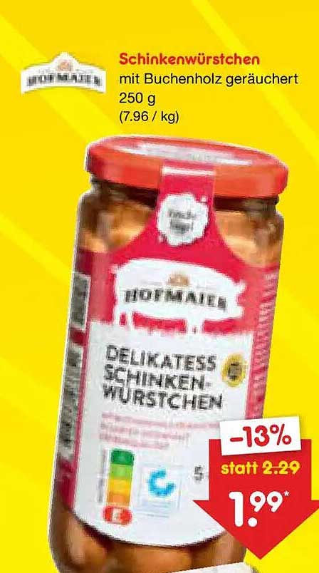 Schinkenwürstchen mit Buchenholz geräuchert 250 g