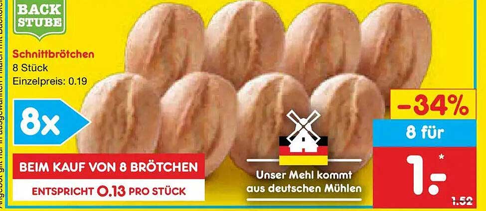Schnittbrötchen 8 Stück