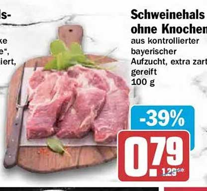 Schweinehals ohne Knochen aus kontrollierter bayerischer Aufzucht, extra zart gereift 100 g